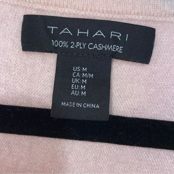 Tahari Cashmere Sweater Soft Pink Women M Contemporary Minimalist Office Modest - Picture 4 of 7